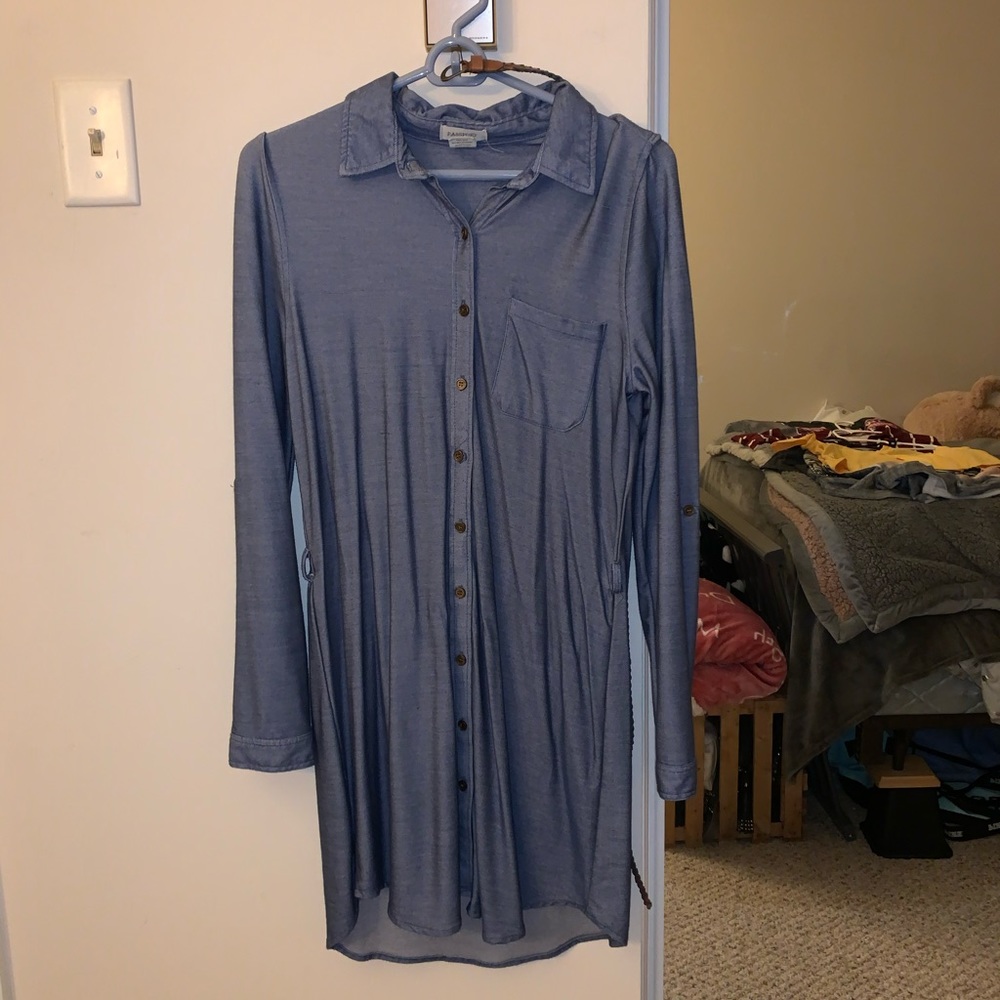 Blue dress with belt